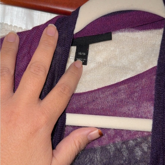 Lane Bryant Purple and Cream Striped Cardigan - Picture 3 of 3